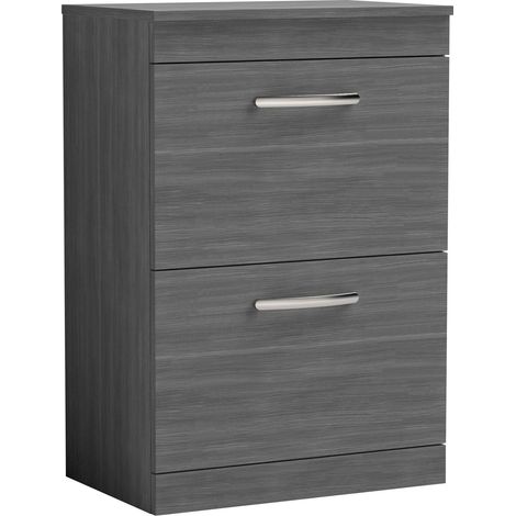Nuie Athena Floor Standing 2-Drawer Vanity Unit and Worktop 600mm Wide - Anthracite Woodgrain (1/5)