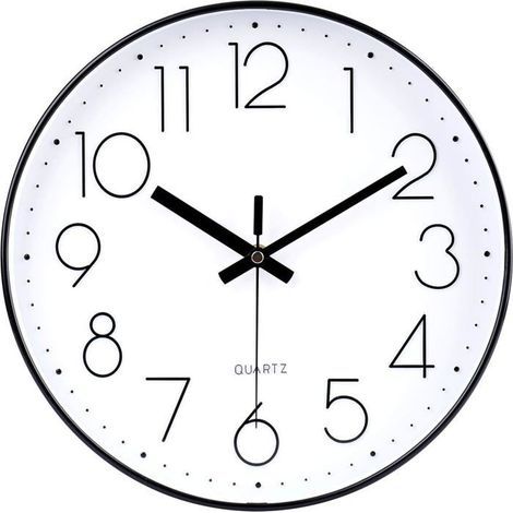 Wall Clock - 8 Inch - Silent - Black on White - Modern Design
