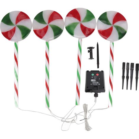 Ortviai Lampes solaires en forme de sucette LED, 4 unités, étanches IP65, 8 modes, pour jardin, allée et décoration extérieure (1/5)