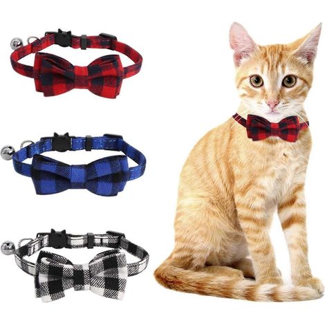 Colliers für Chats, Collier mit Clochette und Noeud Papillon mit Boucle Scurit, Colliers de Rglable für Chaton und Chats, Collier Anti Etranglement 3P