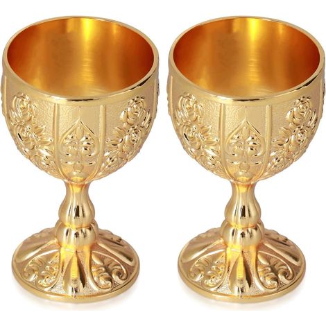 coupes dorées, verres à vin vintage en métal gaufré, verres à craie vintage, verres à vin courts gaufrés faits main, verres à vin (1/5)
