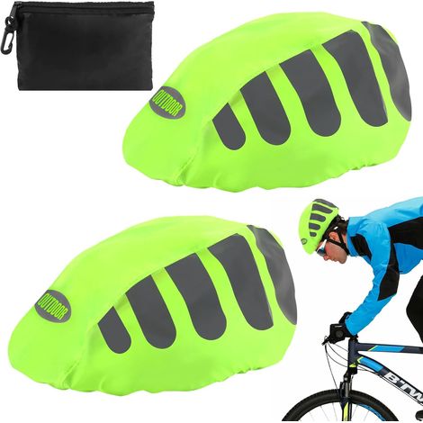 Funda impermeable de dos piezas para cascos de bicicleta, reflectante y con bolsa de almacenamiento. Protección universal contra la lluvia para cascos de bicicleta, ideal para viajes y rutas en bici.