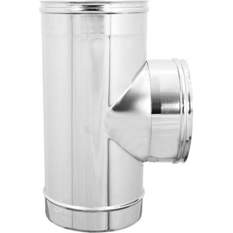 Raccordo a tee 90 femmina centrale monoparete acciaio inox aisi 304 ø80 EUROPROFIL