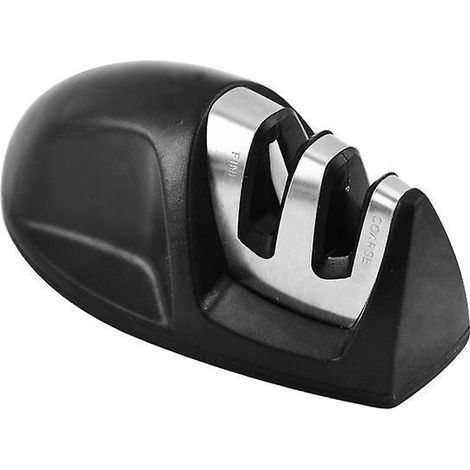 Professioneller manueller 2-in-1-Küchenmesserschärfer für Edelstahl- und Keramikmesser aller Größen, schwarze rutschfeste Basis. (1/4)