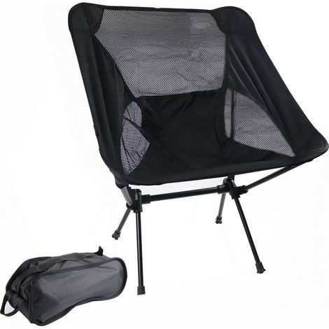 Chaise de camping pliable avec sac de transport, chaise de plage compacte, chaise pliante portable légère et robuste pour voyage, randonnée, camping, pique-nique 1 pièce Noir (1/2)