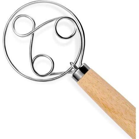 Fouet à pâte - YSTP - 33 cm - Acier inoxydable 304 - Poignée en chêne - Cuisine
