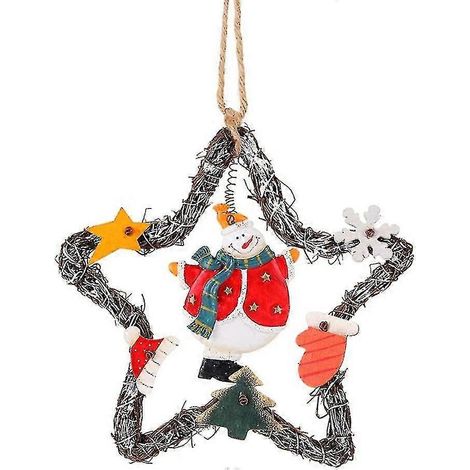 Couronne de Noël bonhomme de neige rétro pour décoration de porte (1/5)