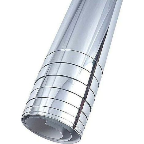 Miroir Adhésif Flexible 50x200 cm, Papier Mural Réfléchissant Argenté pour Décoration Intérieure, Surface Lisse (1/4)