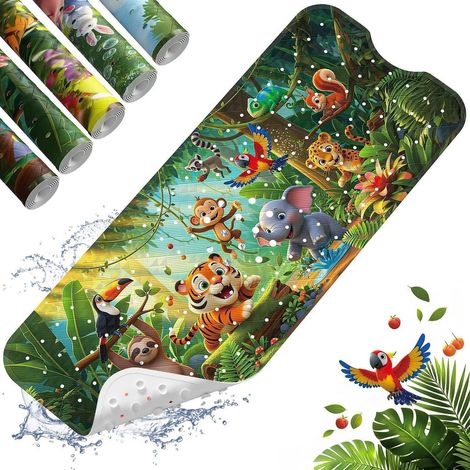 Tapis de bain antidérapant enfant 100x40cm, anti-moisissure, lavable, sans BPA (1/5)
