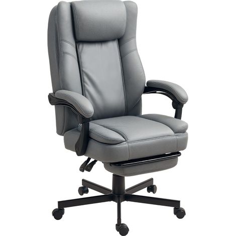 Silla de oficina de masaje reclinable con reposapiés, altura regulable, gris DESVIAE (1/5)