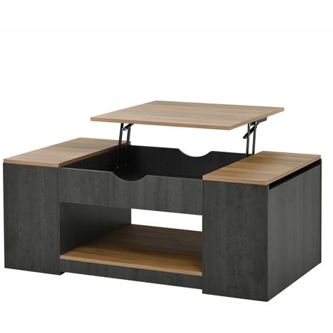 WF311892AAZ) Table basse relevable - 109,5 cm, structure grise, design élégant, espace de rangement sous le plateau (1/5)