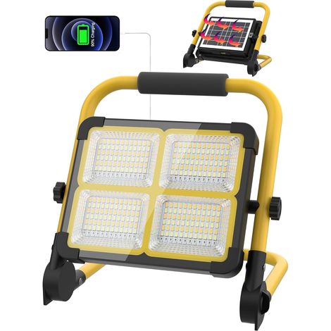 Projecteur LED Rechargeable, Support Métallique, 10000LM, 12000mAh (1/5)