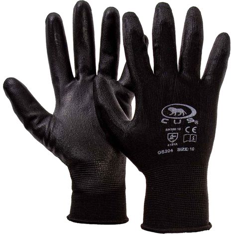GUANTI POLIESTERE / POLIURETANO Tg. 10 (XL) - palmo nero- 12 coppia  - BricoGo