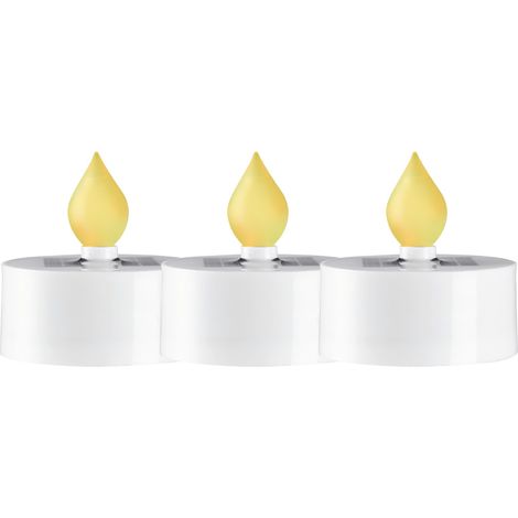 Solar Teelichter ,Saul', outdoor, 3er-Pack, Dämmerungssensor, flackernd, Ø 5,5cm (1/5)