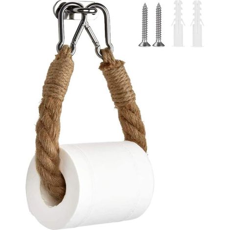 Porte-Papier Toilette, Corde de Chanvre Vintage, Support de Rouleau de Papier Toilette, fabriqué à la Main, Support de mouchoirs Mural pour Salle de Bain, Toilettes (1/5)