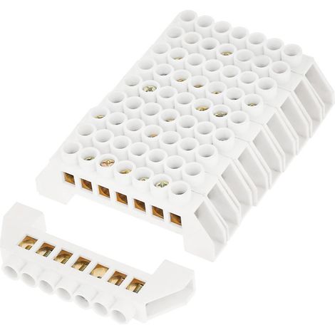 10pcs 7-Hole Bridge Design Electrical Distribution Wire Screw Brass Terminal Block Connectors