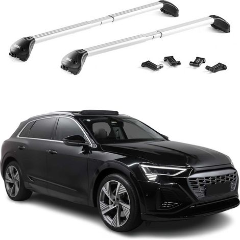 OMAC Barres de toit transversales certifiées TÜV pour Audi Q8 4M 2018-2026 – Verrouillables (4 antivols) – Charge max 100 kg – Fixation durable Argent (1/5)