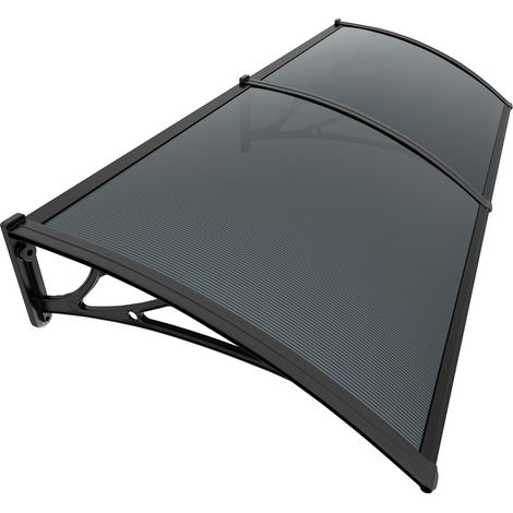 Vounot – Marquise auvent de porte 200x80cm – Polycarbonate 6mm résistant aux chocs – Cadre en aluminium – Protection UV et intempéries (1/5)