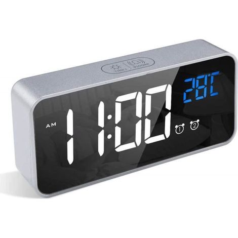 Réveil Numérique - ZGEER - Argent - Double Alarme - Luminosité Réglable - USB Rechargeable (1/4)
