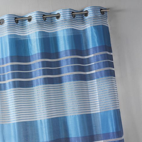 Voilage à rayures horizontales colorées Bleu Outremer 140x240 cm