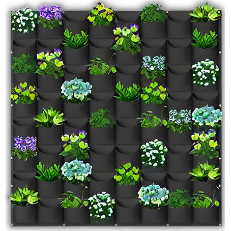 Jardinière Murale Verticale pour Jardin, Salon, Mur extérieur, Jardinière Murale d'extérieur pour Plantes d'extérieur, Sac de Culture à Suspendre, 64 Poches (1/5)