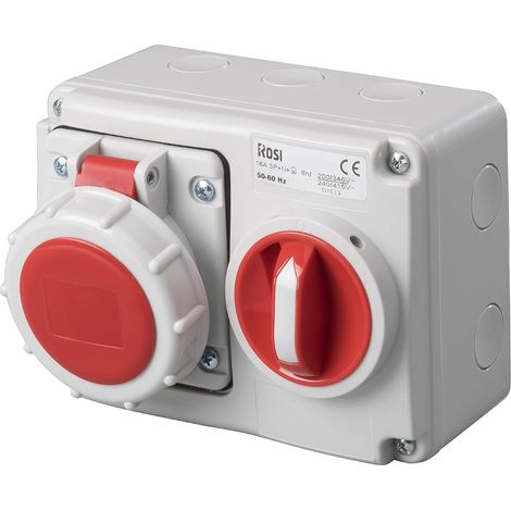 Presa interbloccata orizzontale con sezionatore, con fondo, 380V, 4 poli, 16A, IP67 - Rosi 14.3316R6 (1/2)