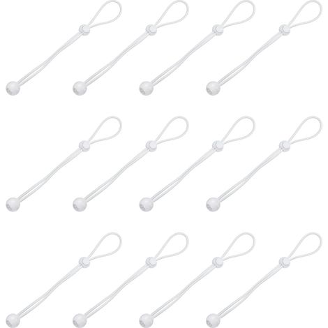 Lot de 12 tendeurs élastiques universels - Pour stores enrouleurs extérieurs et extérieurs, tentes, auvents, bâche - 25 cm - Blanc (1/5)
