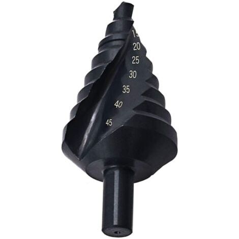 Cone drill, titanium coated, 10-45 mm, step countersinking, reaming, drilling on steel, titanium coated step drill, 10-45 mm, black (1/4)