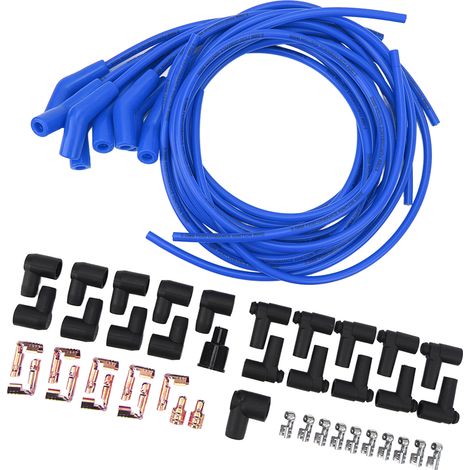 Zündkerzen-Zündkabelsatz (45°/135°) mit Staubschutzkappe, Hochleistungs-8,5-mm-Durchmesser, Ersatz für Chevy Blue (1/5)
