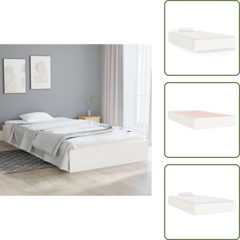 Massivholzbett Weiß 90x200 cm - Holzbett - Massivholzbette - Kiefernbett - Singlebett - Jugendzimmer (1/5)