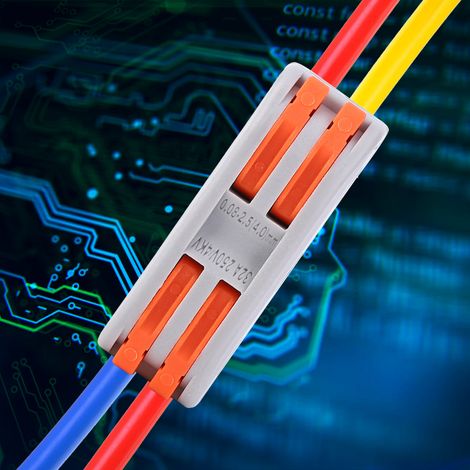 10 connecteurs de fils colorés PCT2-2, connecteur rapide 2 entrées/2 sorties pour bornes de câble, couleur unique (1/5)