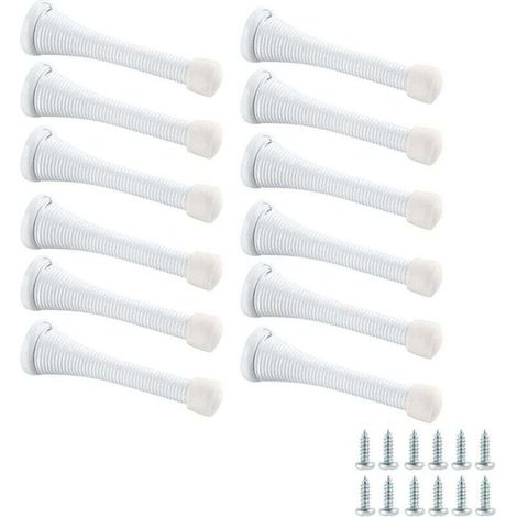 12 pièces, avec vis, blanc, butée de porte à ressort, butée de porte manuelle anti-pincement pour porte supérieure de sécurité enfant, (1/4)