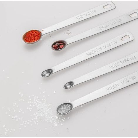 Messlöffel-Set – 5-teilig – Messlöffel – Messkelle – Edelstahl – mit Skala – Messskala – Mini-Messlöffel aus Edelstahl – Nachhaltig – Küchenutensilien (1/4)