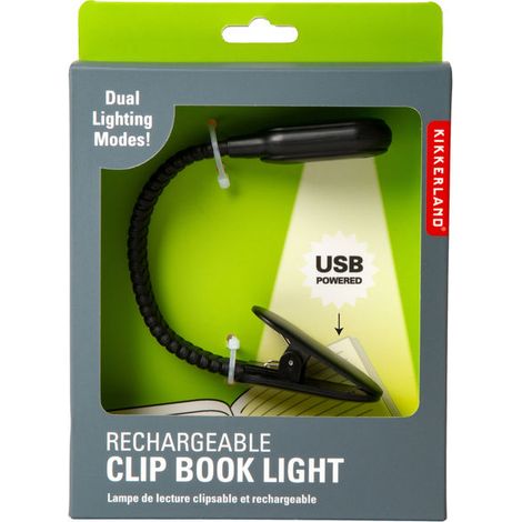 Lámpara escritorio kikkerland clip book light recargable usb flexible