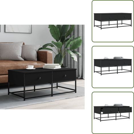 Mesa auxiliar - vidaXL Mesa de centro madera de ingeniería negro 100x51x40 cm - Mesa de comedor