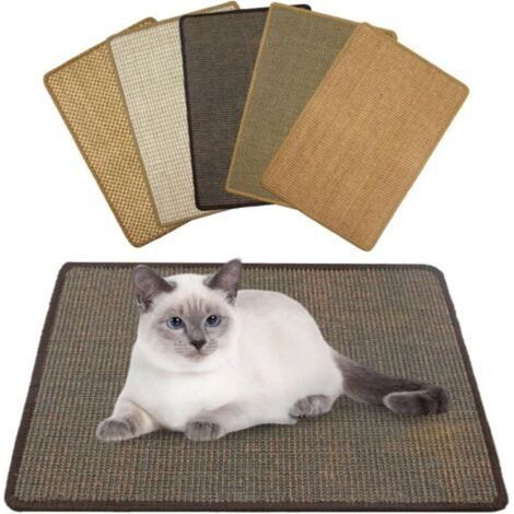 Tapis griffoir Chat - Sisal, Durable, antidérapant, Convient pour Chauffage au Sol, Entretien des Griffes, Tapis en sisal pour Mur et Sol (Couleur aléatoire) 40 x 60 cm (1/5)