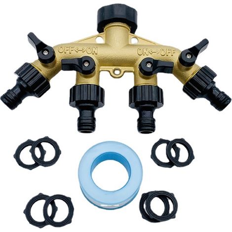 Distributeur quatre voies laiton vanne de dérivation irrigation extérieur tuyau jardin