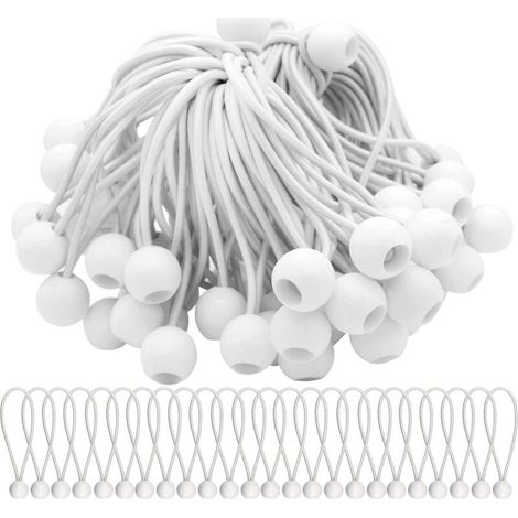 Lot de 75 Tendeur Elastique Cordons Élastiques avec Boules Sandow Elastique Boules Elastiques pour chapiteaux, tentes, bannières et bâches-LIAIKI (1/5)