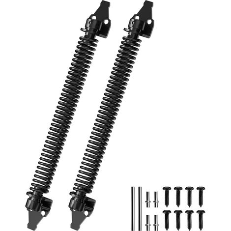 Lot de 4 ressorts de portail à fermeture automatique de 35,6 cm, robustes et réglables, pour clôture en bois et vinyle, noir (1/5)