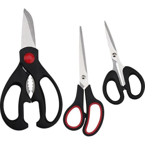 Kitchen Scissors Set, Multipurpose Kitchen Scissors with Sharp Stainless Steel Blades and Soft Handles, Includes 1 Poultry Scissors and 2 Multipurpose Scissors
