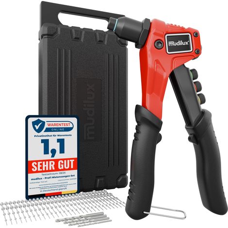 Lot de pinces à riveter - Pince à rivets pop avec 120 rivets et 4 forets HSS - Pince à riveter robuste en acier avec poignée ergonomique - Kit de pinces à riveter aveugles (1/5)