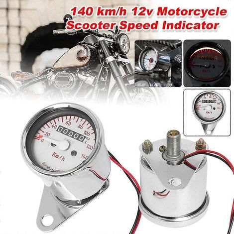 Compteur de vitesse de moto à double cadran avec éclairage LED, odomètre et compteur de vitesse 12 V (1/4)