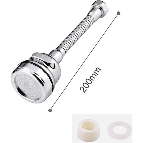 Ugello aeratore per rubinetto per lavello da cucina, 3 modalità, prolunga da 20 cm, filettatura esterna-interna M22 (1/4)