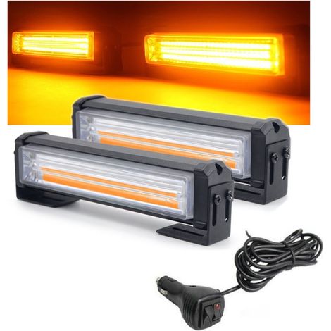 Lot de 2 avec contrôleur — gyrophare/clignotant LED 12,5 cm, barre lumineuse pour plateforme d'assistance routière
