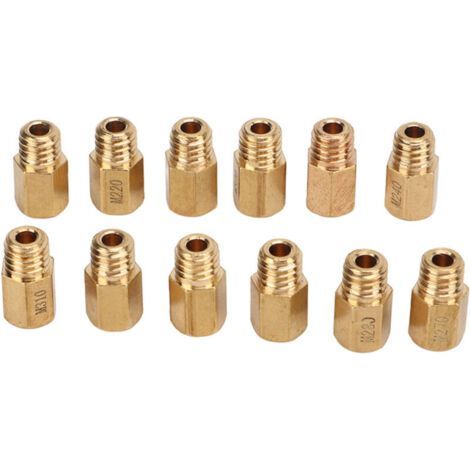 Juego de 12 surtidores principales hexagonales de latón para carburador Mikuni VM, TM, TMX 210-320. (1/5)