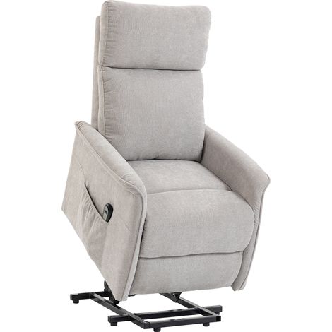 Poltrona Elettrica Alzapersona Reclinabile 69x91x106 cm con Schienale Alto e Telecomando in Ciniglia Grigio Chiaro (1/5)