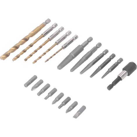 Kit estrattore viti, estrattore per viti danneggiate e rotte, punta elicoidale con gambo esagonale con kit di punte per cacciavite