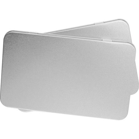 Lot de 2 petites boîtes métalliques vides pour bonbons, avec couvercle, pour rangement et bricolage, couleur argentée, 178 × 108 × 16 mm (1/5)