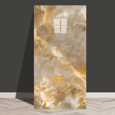 Lot de 10 papiers peints effet marbre imperméables 30x60cm marron, autocollants brillants amovibles (1/5)