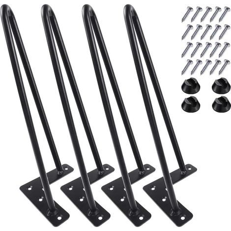 Pieds en épingle à Cheveux 30.48cm Ensemble de 4, DIY Meubles de Table en métal Jambes idéales pour la Table à Manger, Bureau, 3/8" de diamètre Milieu siècle Style Moderne (30.48cm, Noir) (1/5)